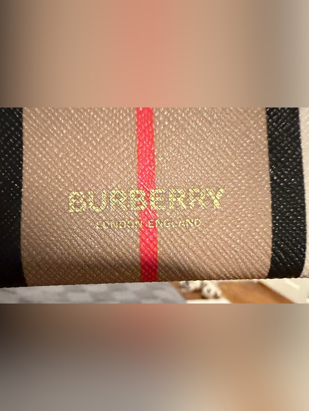 Burberry Brown card holder with Red Accent and Gold Logo